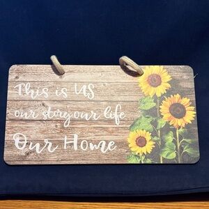 Sunflower Wooden Wall Sign - Brown and Yellow